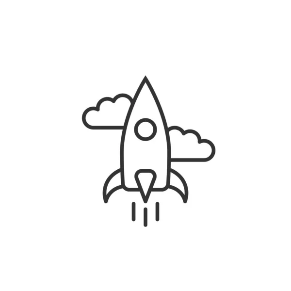 Rocket icon in flat style. Spaceship launch vector illustration — Stock Vector