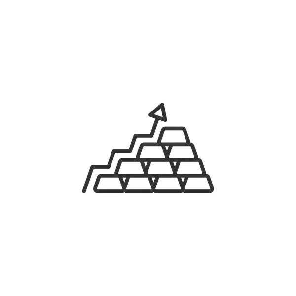 Gold stack price increase icon in flat style. Silver brick diagr — 스톡 벡터