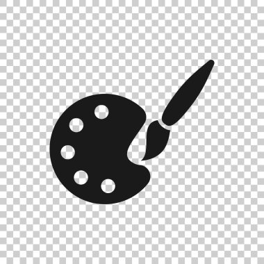 Düz biçimde boya fırçası simgesi. w üzerinde palet vektör illüstrasyonu