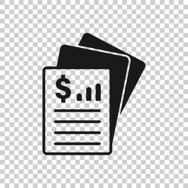 Finansal beyan simgesi. Belge vektörü illüstrası