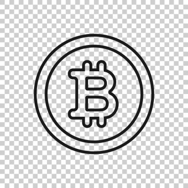 Bitcoin simgesi düz stil. wh üzerinde blok zinciri vektör illüstrasyonu