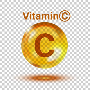 Düz biçimde C vitamini ikonu. Hap kapsülü vektör çizimi o