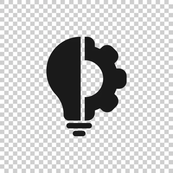 Innovation icon in flat style. Lightbulb with cogwheel vector il — Stock Vector