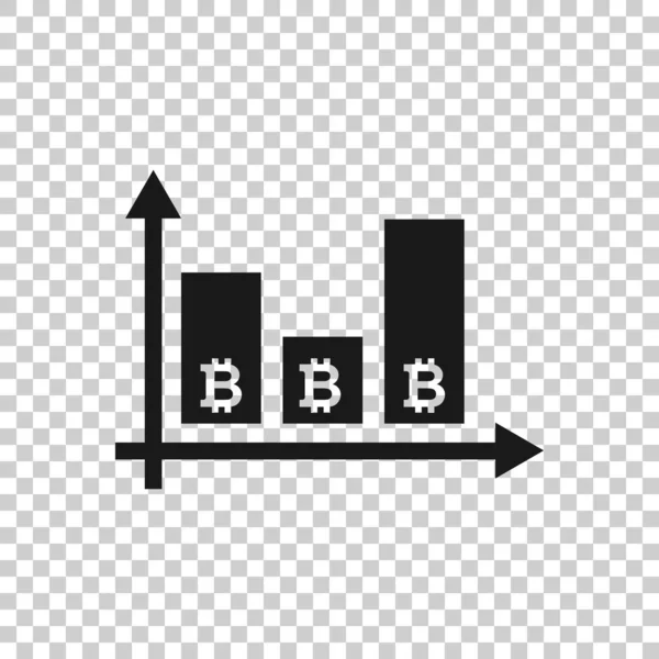 Icono de crecimiento de Bitcoin en estilo plano. Blockchain vector illustratio — Archivo Imágenes Vectoriales