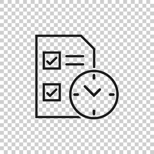 Contrato icono de tiempo en estilo plano. Documento con vector de reloj enfermo — Vector de stock