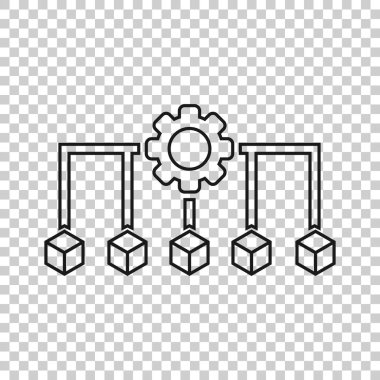 Api teknolojisi simgesi düz stil. Beyaz izole arkaplanda algoritma vektör çizimi. Ok iş konsepti olan vites.