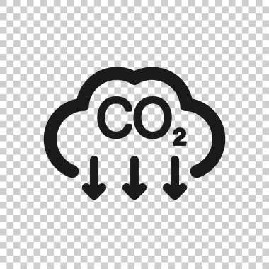 Co2 icon in flat style. Emission vector illustration on white isolated background. Gas reduction business concept. clipart