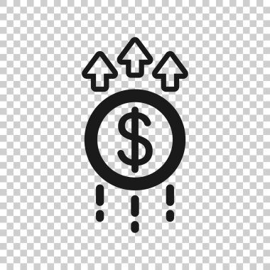 Düz biçimde büyüyen ok simgesi. Beyaz izole edilmiş arka planda gelir vektör illüstrasyonu. İş kavramını çoğalt.