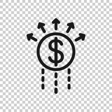 Düz biçimde büyüyen ok simgesi. Beyaz izole edilmiş arka planda gelir vektör illüstrasyonu. İş kavramını çoğalt.