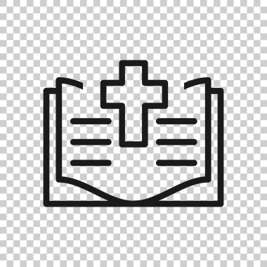 Düz stil İncil ikonu. Beyaz izole edilmiş arka planda kilise inancı temsilciliği. Ruhani iş konsepti.
