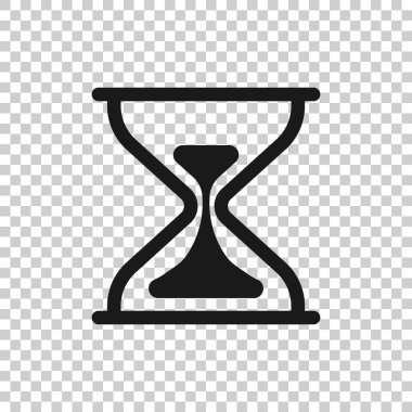 Düz bir kum saati simgesi. Beyaz izole edilmiş arka planda kum saati vektör çizimi. Saat iş konsepti.