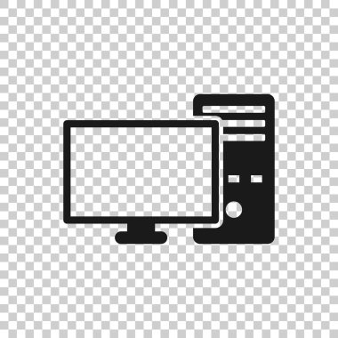 Bilgisayar simgesi düz stil. Beyaz izole edilmiş arkaplanda masaüstü vektör çizimi. Aygıt izleme iş konsepti.