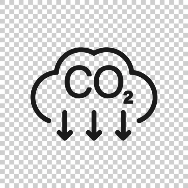 Karbondioksit Ikonu Düz Stil Beyaz Izole Arkaplanda Emisyon Vektör Çizimi — Stok Vektör
