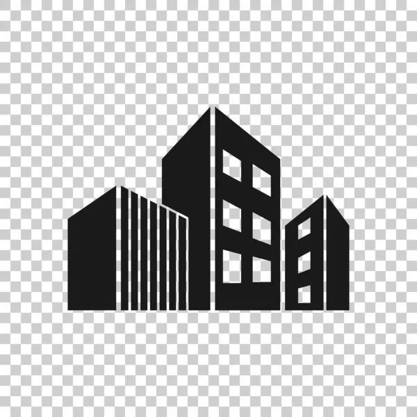 Icono Del Edificio Estilo Plano Ilustración Vectorial Rascacielos Sobre Fondo — Vector de stock