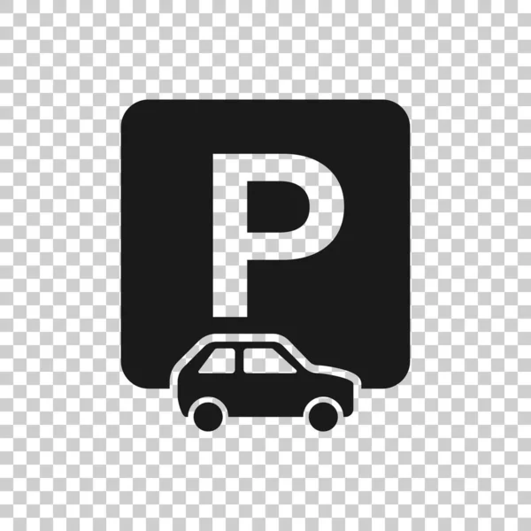 Car Parking Icon Flat Style Auto Stand Vector Illustration White — Stock Vector