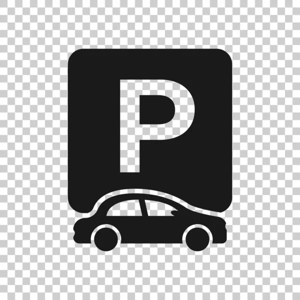 Car Parking Icon Flat Style Auto Stand Vector Illustration White — Stock Vector