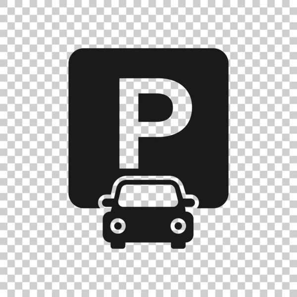 Car Parking Icon Flat Style Auto Stand Vector Illustration White — Stock Vector