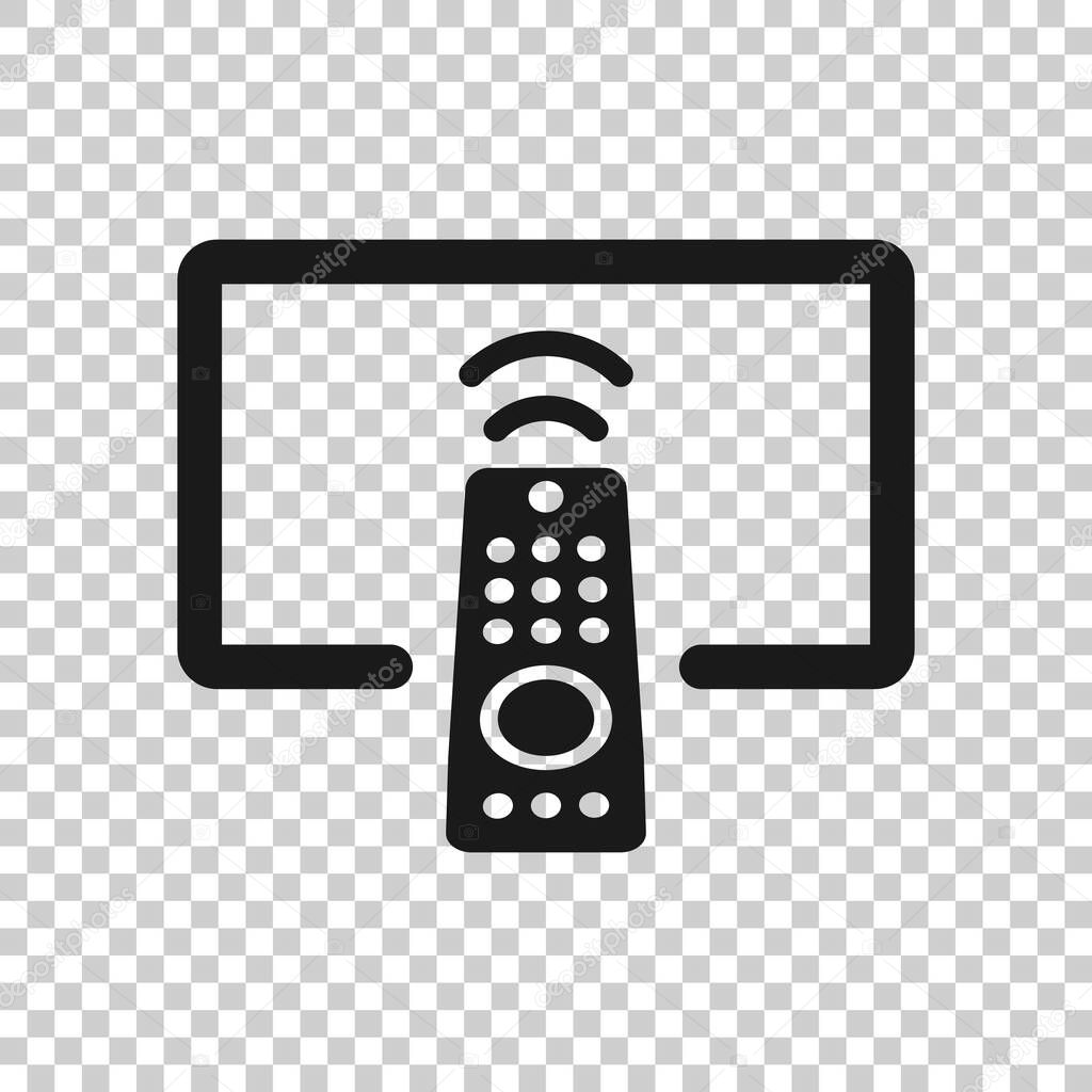 Tv remote icon in flat style. Television sign vector illustration on white isolated background. Broadcast business concept.
