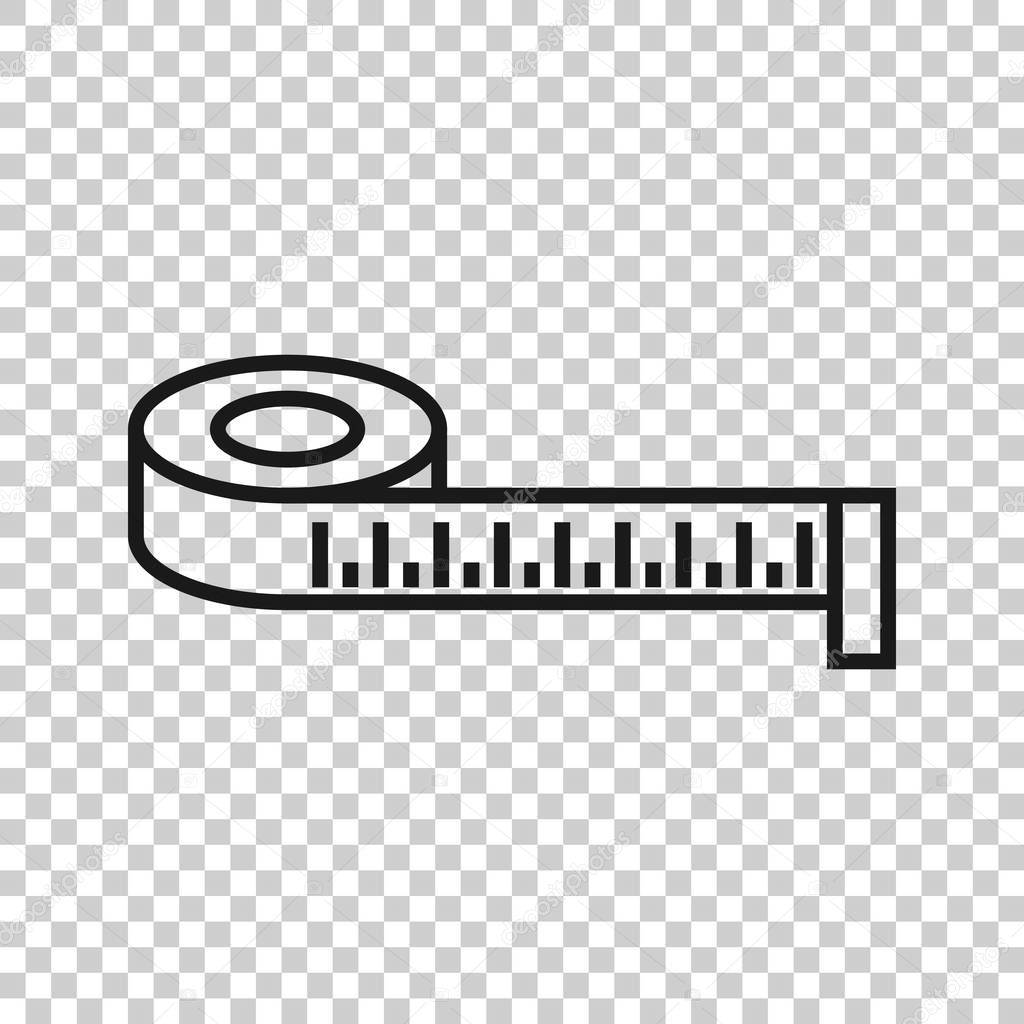 Measure tape icon in flat style. Ruler sign vector illustration on white isolated background. Meter business concept.