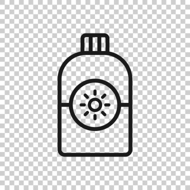 Güneş koruma ikonu düz stil. Beyaz izole edilmiş arka planda güneş kremi vektör çizimi. Spfcare iş konsepti.