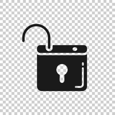 Dolap simgesi düz stil. Beyaz izole arkaplanda asma kilit parola vektör çizimi. Anahtar iş konseptini açar.