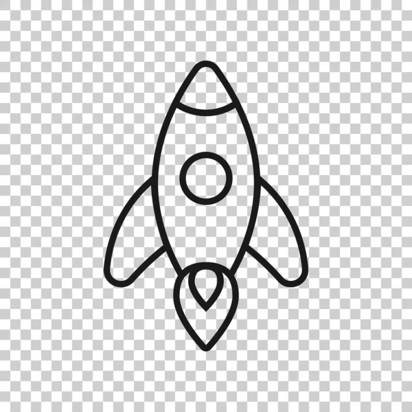 Rocket Icoon Vlakke Stijl Ruimteschip Lancering Vector Illustratie Witte Geïsoleerde — Stockvector