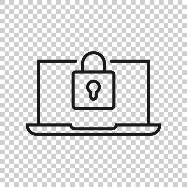 Locker Icono Computadora Estilo Plano Ilustración Vector Portátil Candado Sobre — Vector de stock