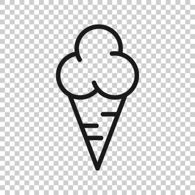 Düz stil dondurma ikonu. Beyaz izole edilmiş arka planda sundae vektör çizimi. Şerbet tatlı işi konsepti.
