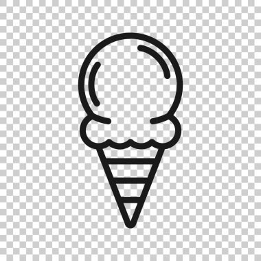 Düz stil dondurma ikonu. Beyaz izole edilmiş arka planda sundae vektör çizimi. Şerbet tatlı işi konsepti.