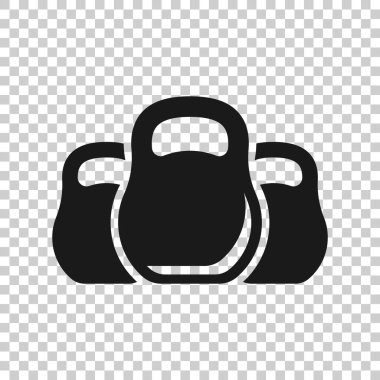 Kettlebell ikonu düz stil. Beyaz izole edilmiş arka planda halter spor ekipmanları vektör çizimi. Aptal iş konsepti.