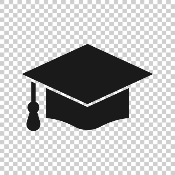 Graduation Hat Icoon Platte Stijl Student Cap Vector Illustratie Witte — Stockvector