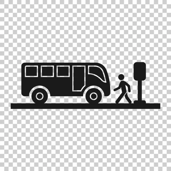 Busbahnhof Ikone Flachen Stil Auto Stop Vektor Illustration Auf Weißem — Stockvektor