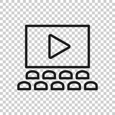 Düz stil bir film ikonu. Beyaz izole edilmiş arka planda film vektörü çizimi. Sinema işi konsepti.