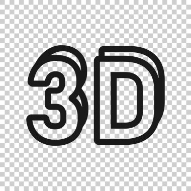 Düz stil 3D metin simgesi. Beyaz izole arkaplanda kelime vektör illüstrasyonu. Stereoskopik teknoloji iş konsepti.