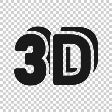 Düz stil 3D metin simgesi. Beyaz izole arkaplanda kelime vektör illüstrasyonu. Stereoskopik teknoloji iş konsepti.
