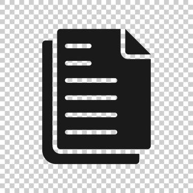 Düz biçimli belge notu simgesi. Beyaz arkaplanda kağıt sayfa vektör illüstrasyonu. Not: Belge işi konsepti.