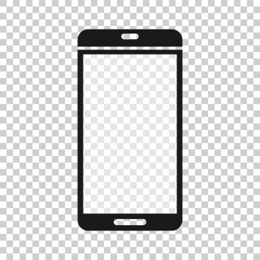 Düz stil ile akıllı telefon boş ekran simgesi. Beyaz izole edilmiş arka planda cep telefonu vektör çizimi. Telefon işi kavramı.