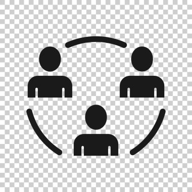 Düz bir şekilde iletişim ikonu. İnsanlar beyaz arka planda illüstrasyon oluşturuyorlar. Ortaklık iş konsepti.