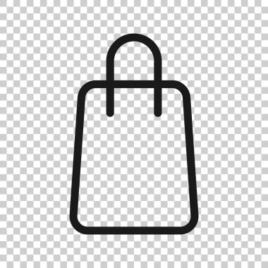 Alışveriş poşeti ikonu düz stil. Beyaz izole edilmiş arka planda el çantası işaret vektör çizimi. Paket iş konsepti.