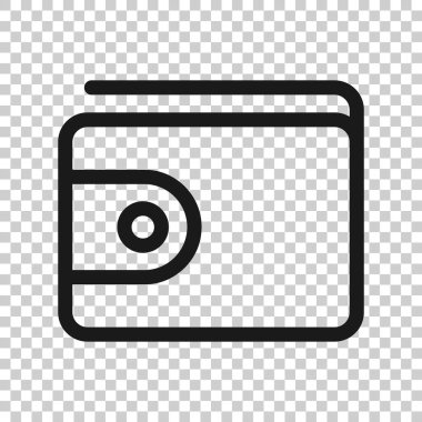 Cüzdan simgesi düz stil. Beyaz izole edilmiş arka planda cüzdan vektör çizimi. Finans çantası iş konsepti.