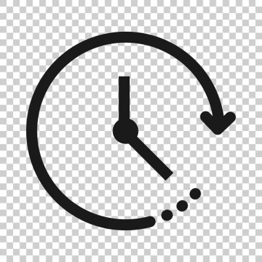 Düz bir saat simgesi. Beyaz izole arkaplanda vektör illüstrasyonunu izle. Zamanlayıcı iş konsepti.