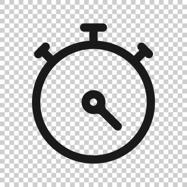 Düz bir saat simgesi. Beyaz izole arkaplanda vektör illüstrasyonunu izle. Zamanlayıcı iş konsepti.