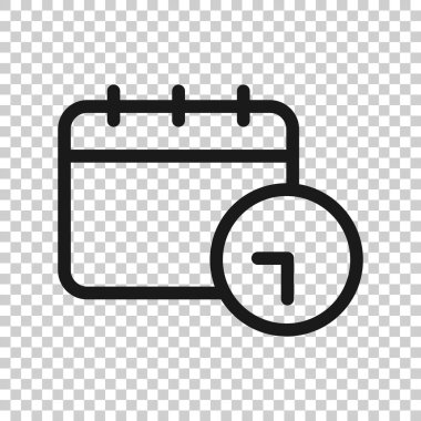 Düz stil saat simgesiyle takvim. Beyaz izole edilmiş arka planda ajanda vektör çizimi. Zaman çizelgesi iş konsepti.