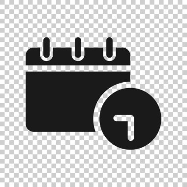 Düz stil saat simgesiyle takvim. Beyaz izole edilmiş arka planda ajanda vektör çizimi. Zaman çizelgesi iş konsepti.