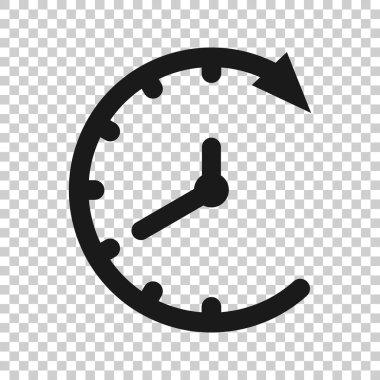 Düz bir saat simgesi. Beyaz izole arkaplanda vektör illüstrasyonunu izle. Zamanlayıcı iş konsepti.