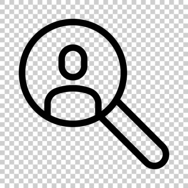 İş boş pozisyon simgesini düz stilde arayın. Beyaz izole arka plan üzerinde Loupe kariyer vektör illüstrasyon. Kişileri bul işveren iş konsepti.