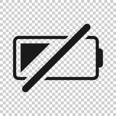 Batarya şarj ikonu düz stil. Beyaz izole arkaplanda güç seviyesi vektör illüstrasyonu. Lityum biriktirici iş konsepti.