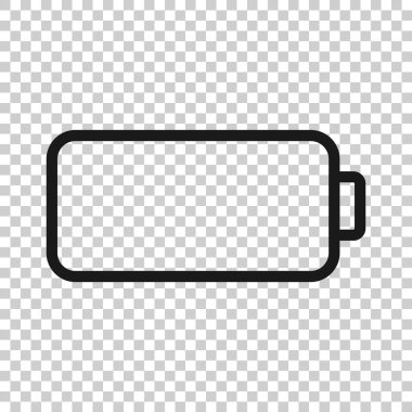 Batarya şarj ikonu düz stil. Beyaz izole arkaplanda güç seviyesi vektör illüstrasyonu. Lityum biriktirici iş konsepti.