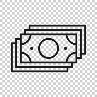 Para yığını simgesi düz stil. İzole edilmiş beyaz arka planda nakit vektör illüstrasyonunu değiştir. Dolar banknotları iş konsepti.