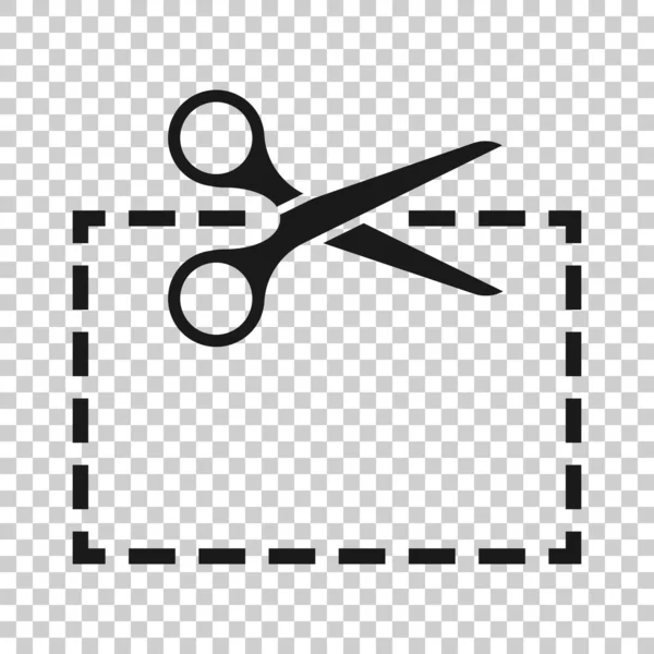 Cupón Líneas Corte Icono Estilo Plano Tijeras Snip Vector Signo — Vector de stock